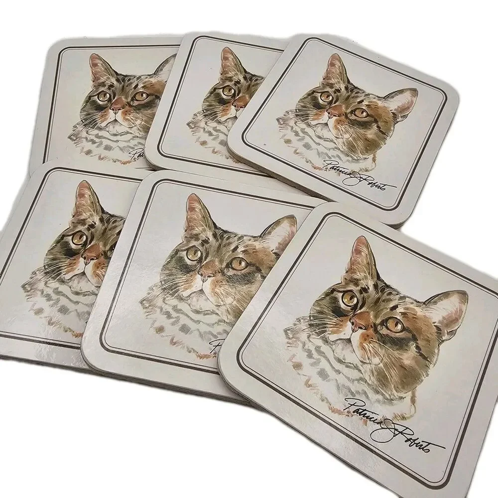 Cat Coasters By Patricia Roberts/Trendtex, Set of 8, Brand New, Cork, In Box